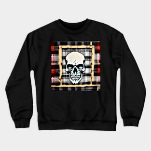 Skull Plaid Grunge Bleach Acid Wash Graphic Skate Punk Crewneck Sweatshirt